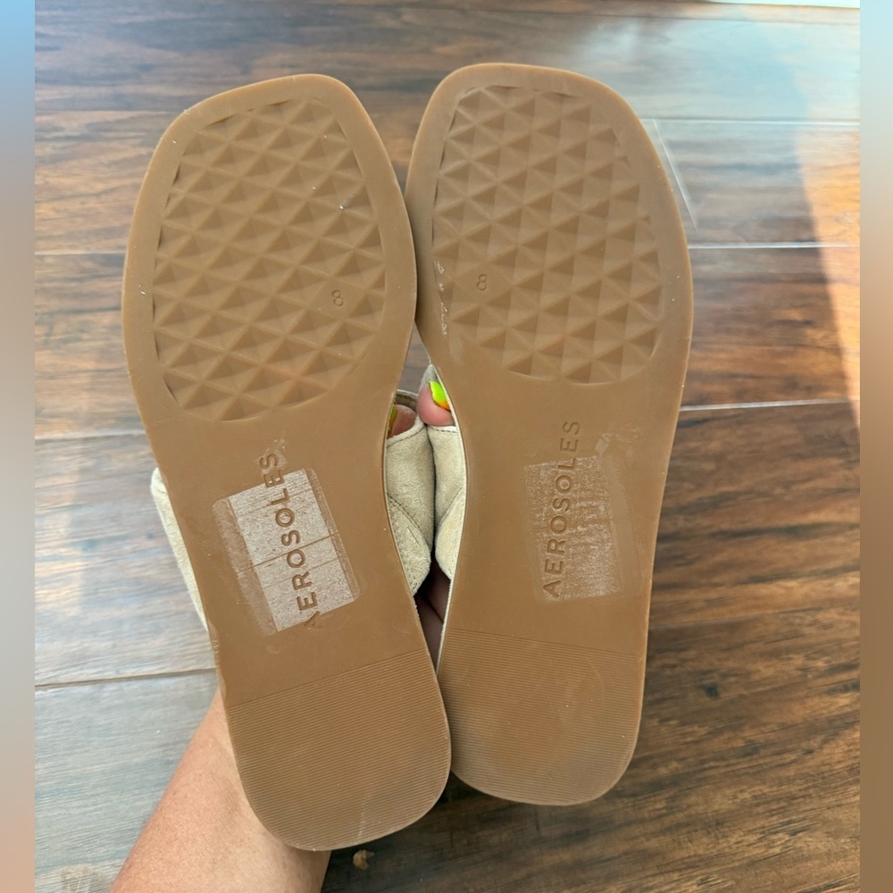 AEROSOLES Beige Suede Thong Sandals - Picture 8 of 9